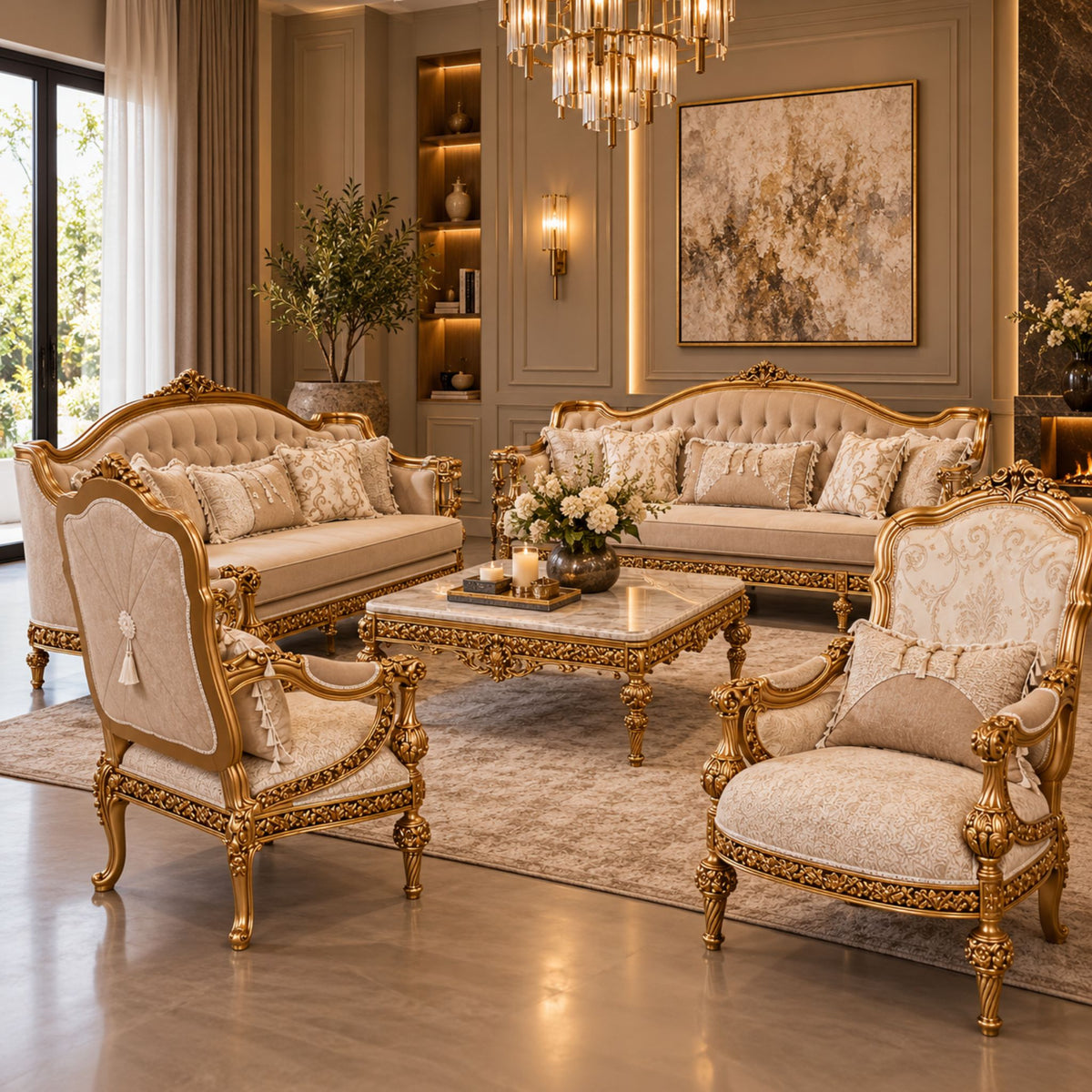 Aurelio Prestige – Klassieke Salonset Gold & Beige