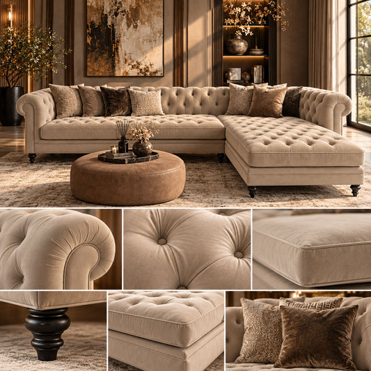 Bellavique – Luxe Chesterfield Velvet Hoekbank