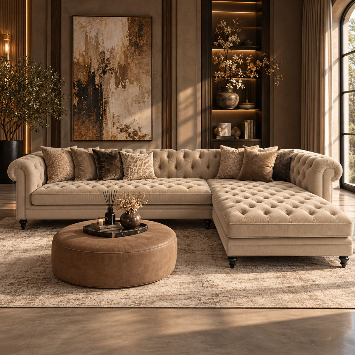 Bellavique – Luxe Chesterfield Velvet Hoekbank