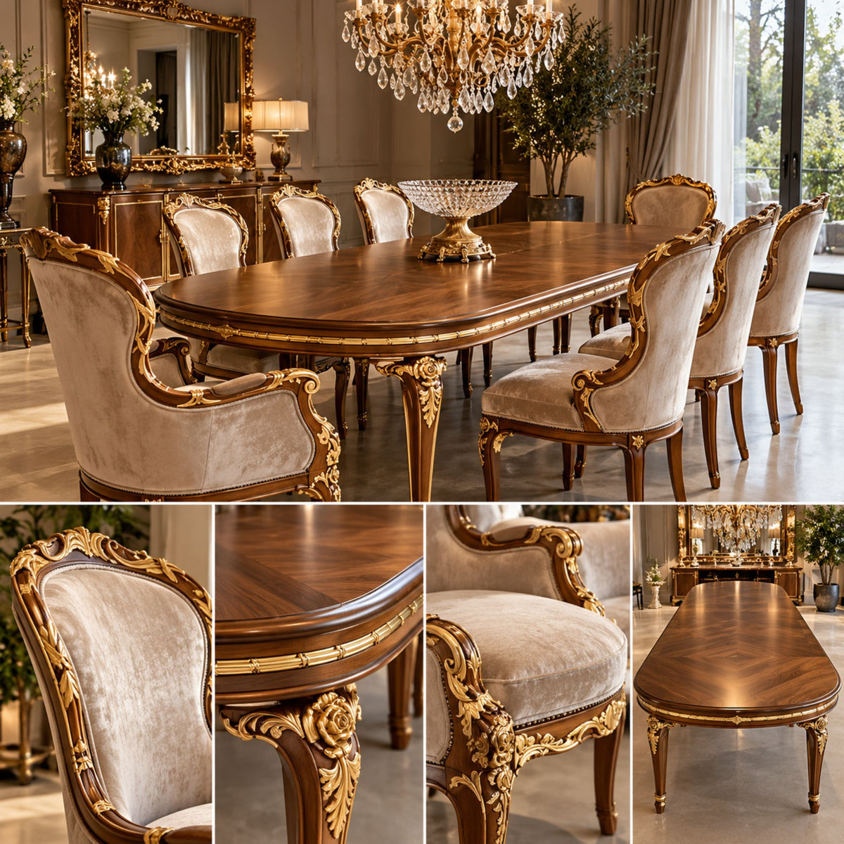Castellano Royal – Barok Eetkamerset Walnut & Gold