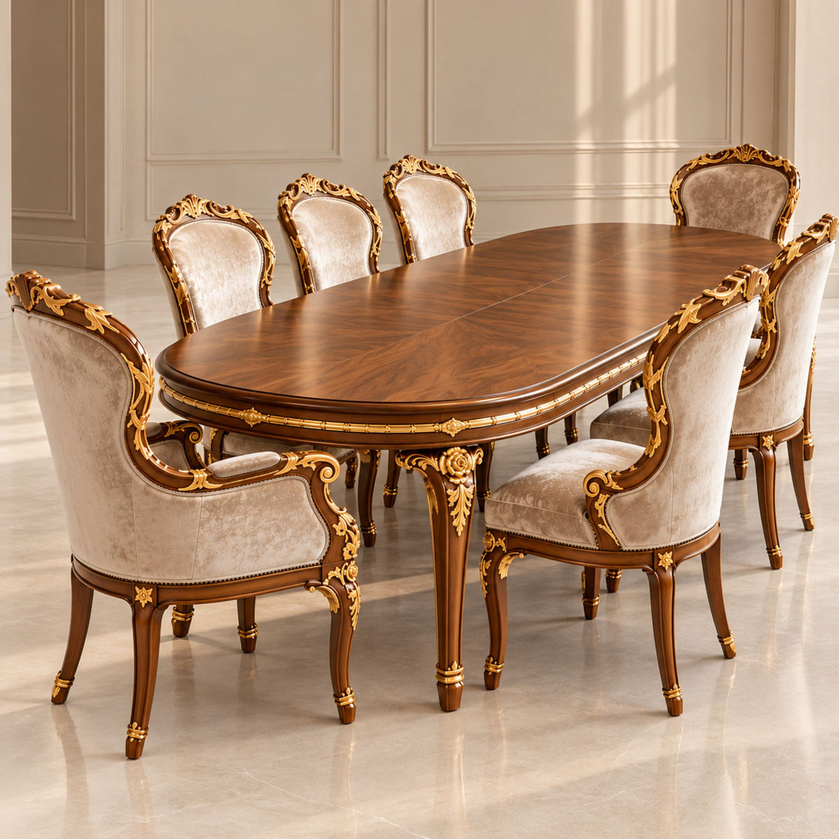 Castellano Royal – Barok Eetkamerset Walnut & Gold