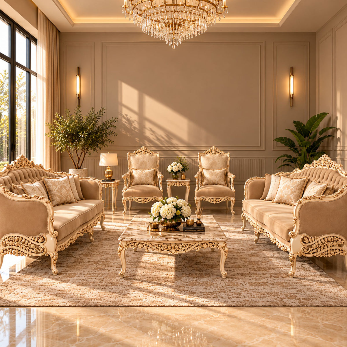 Château Valmont – Luxe Barok Salonset Creme
