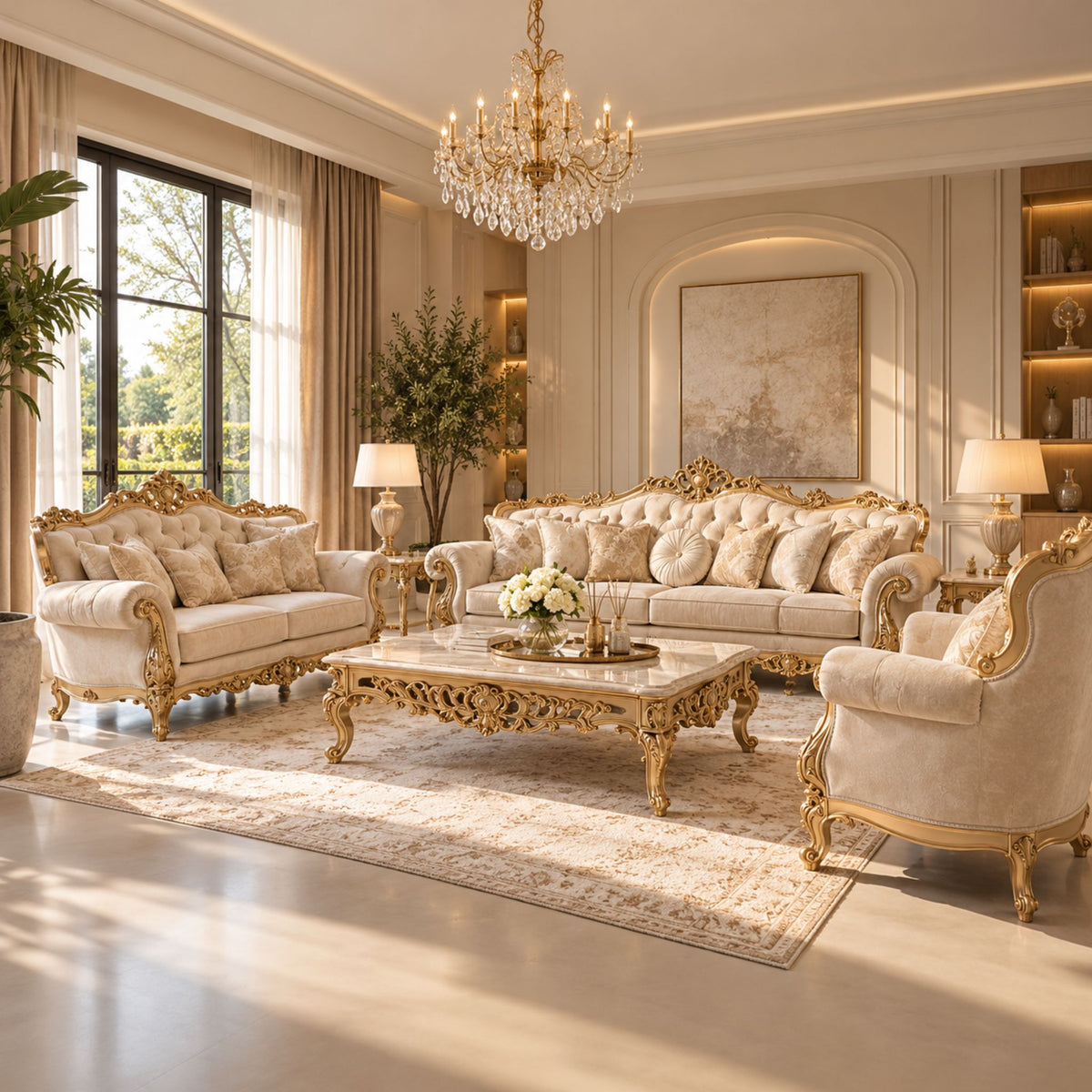 Élise Royale – Barok Salonset Crème & Gold