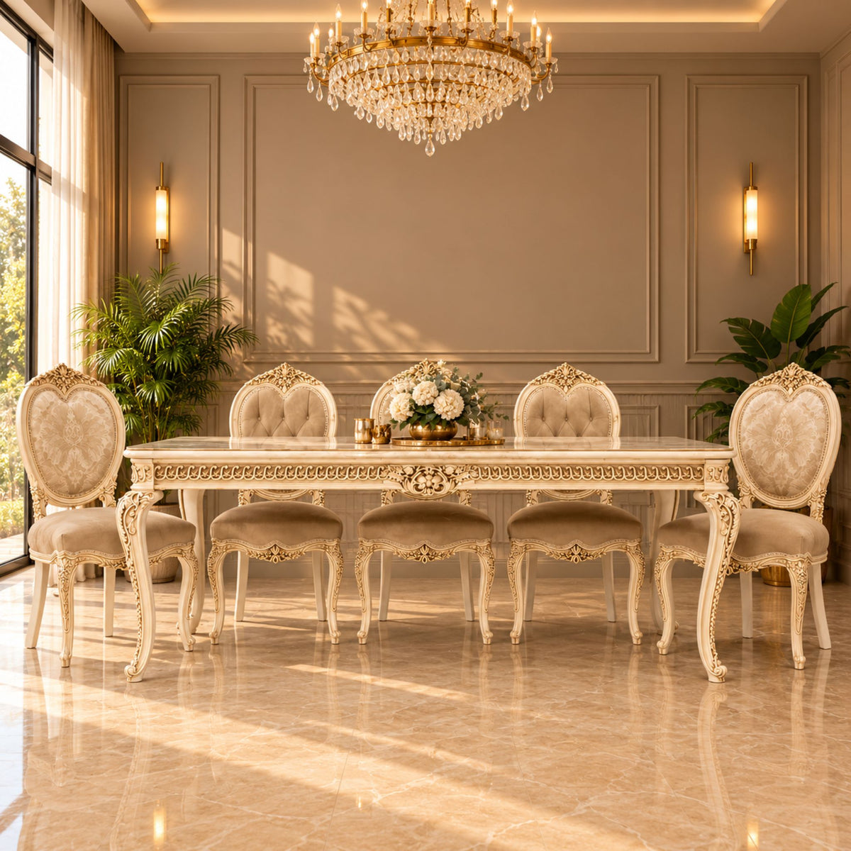 Éloïse Royale – Barok Eetkamerset Crème Gold