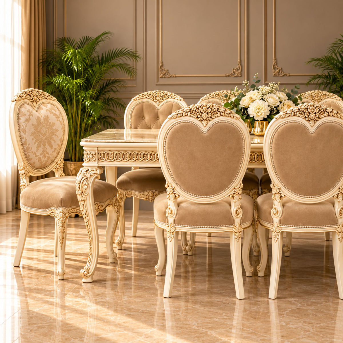 Éloïse Royale – Barok Eetkamerset Crème Gold