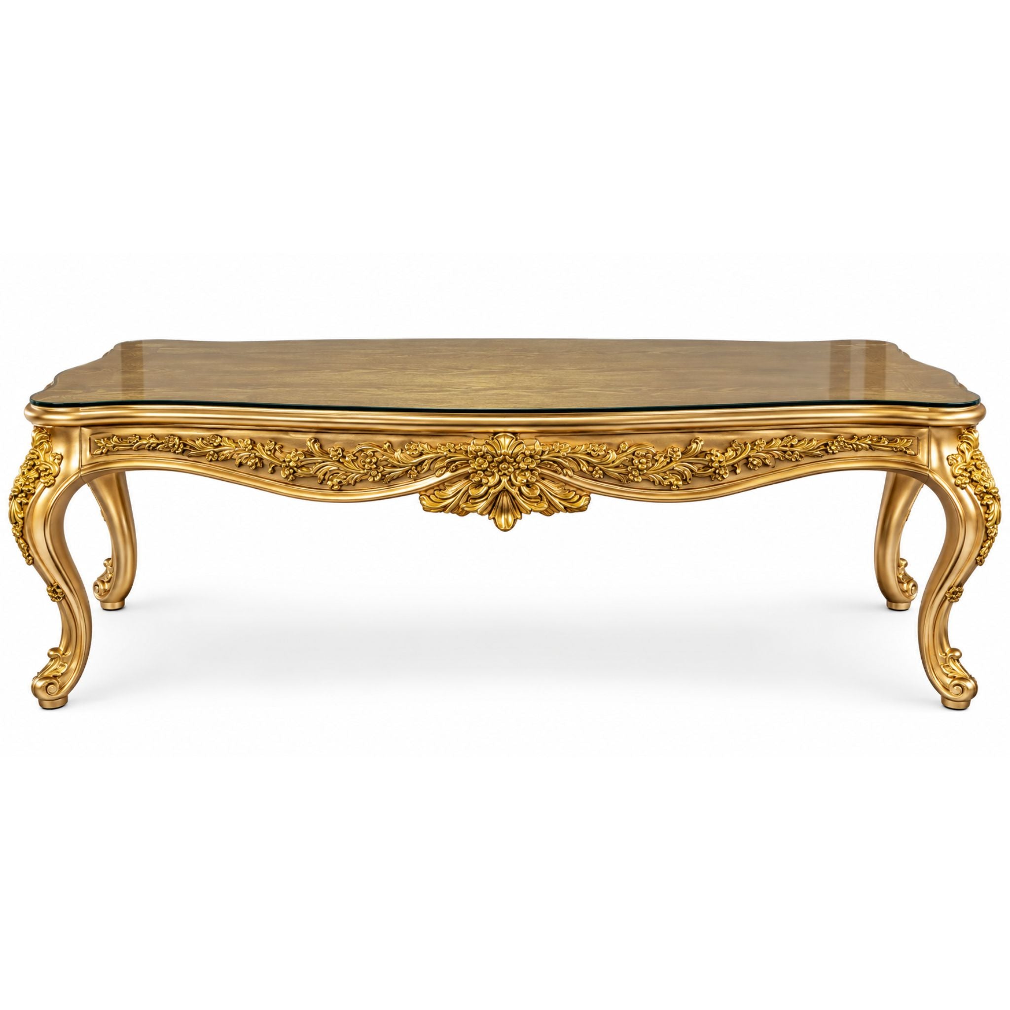 Éloïse Royale – Luxe Barok Eettafel met Glasblad – Gold