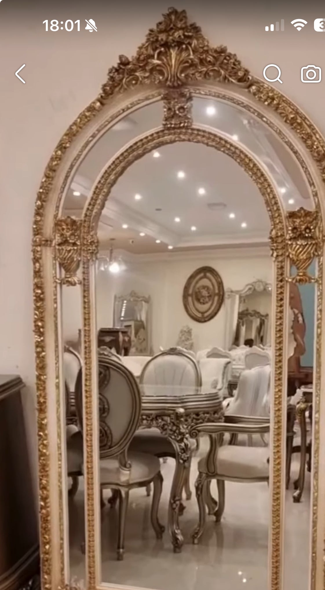 Royale Reflectie Spiegel (Crème met Goud)