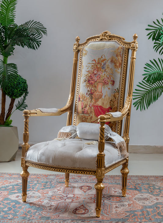 Floral Gold Throne Chair