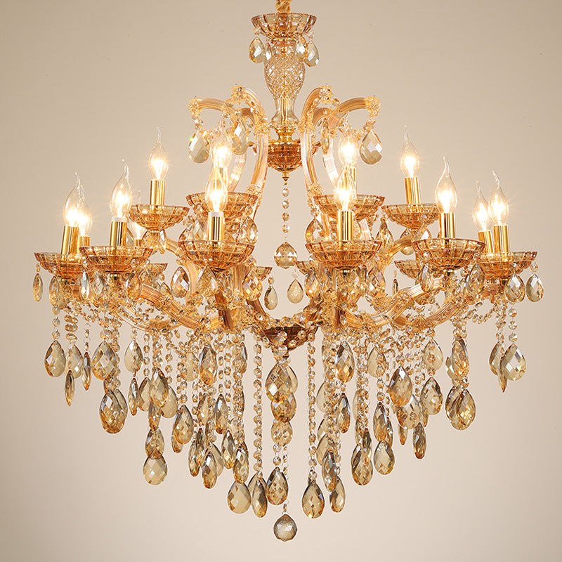 Maria Theresa Kaars Kristallen Kroonluchter – 12+6 Armig Hony