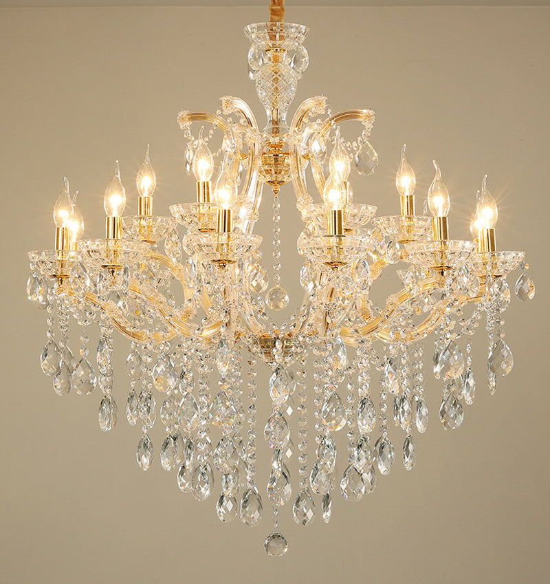 Maria Theresa Kaars Kristallen Kroonluchter – 12+6 Armig GOLD