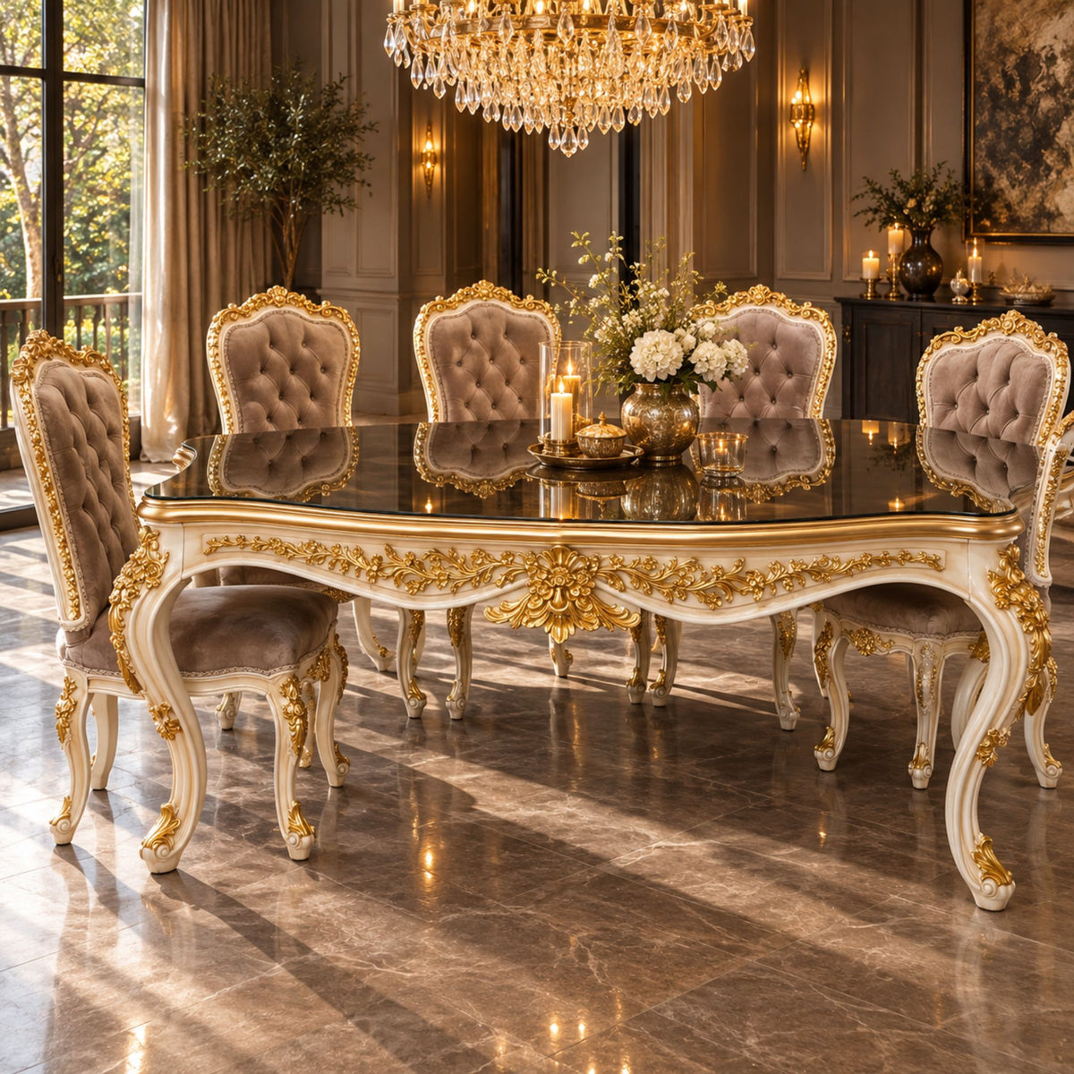 Majestic Crème Goud Barok Eettafel