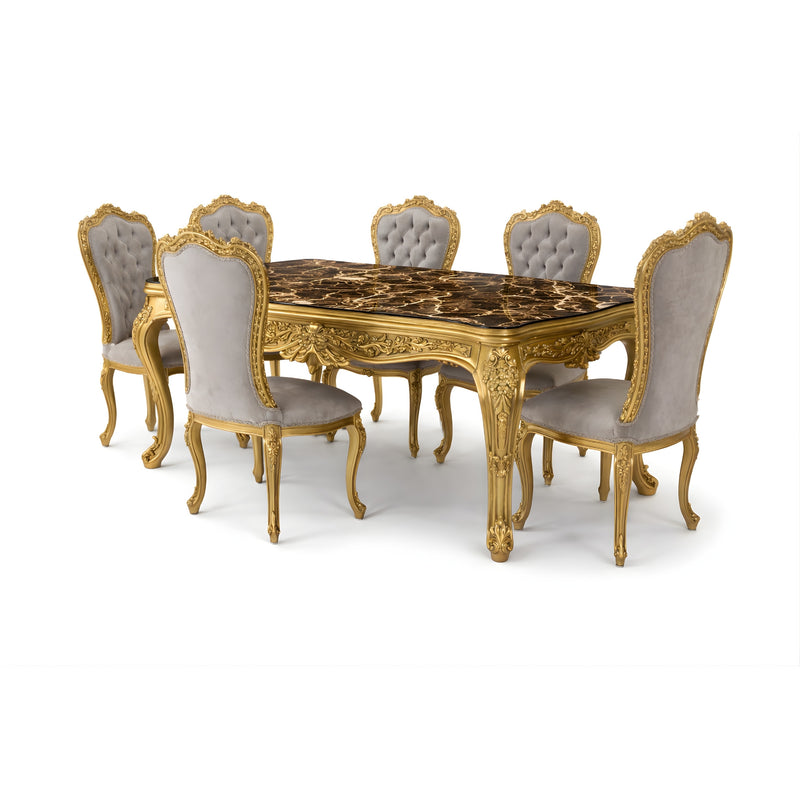 Majestic Goud Barok Eettafel (Marmer Emparador)