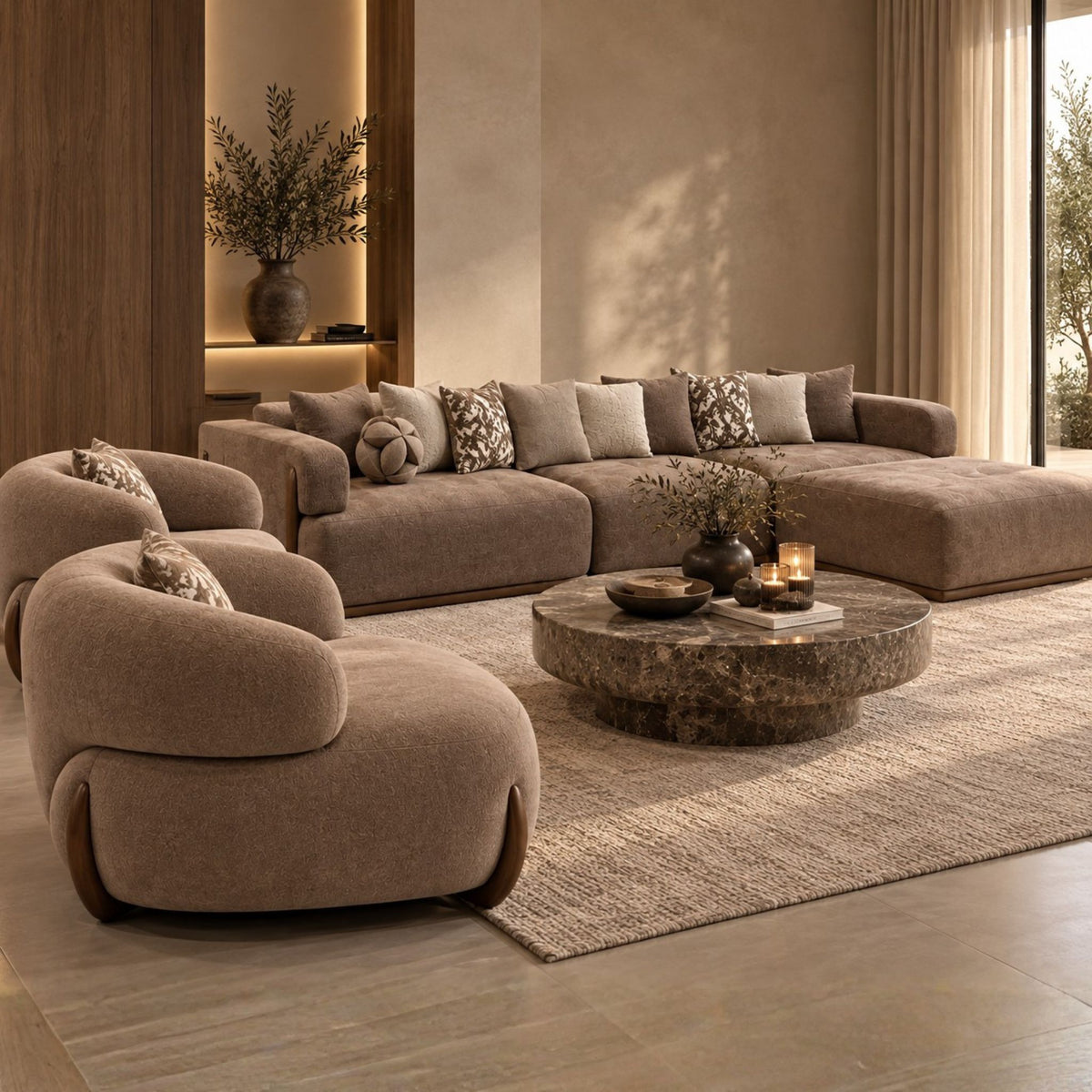 Novaro Lounge – Luxe Moderne Hoekbank & Fauteuil