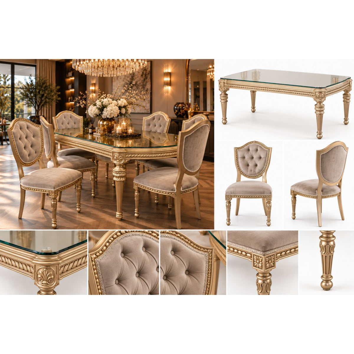 Royale Champagne Barok Eettafel
