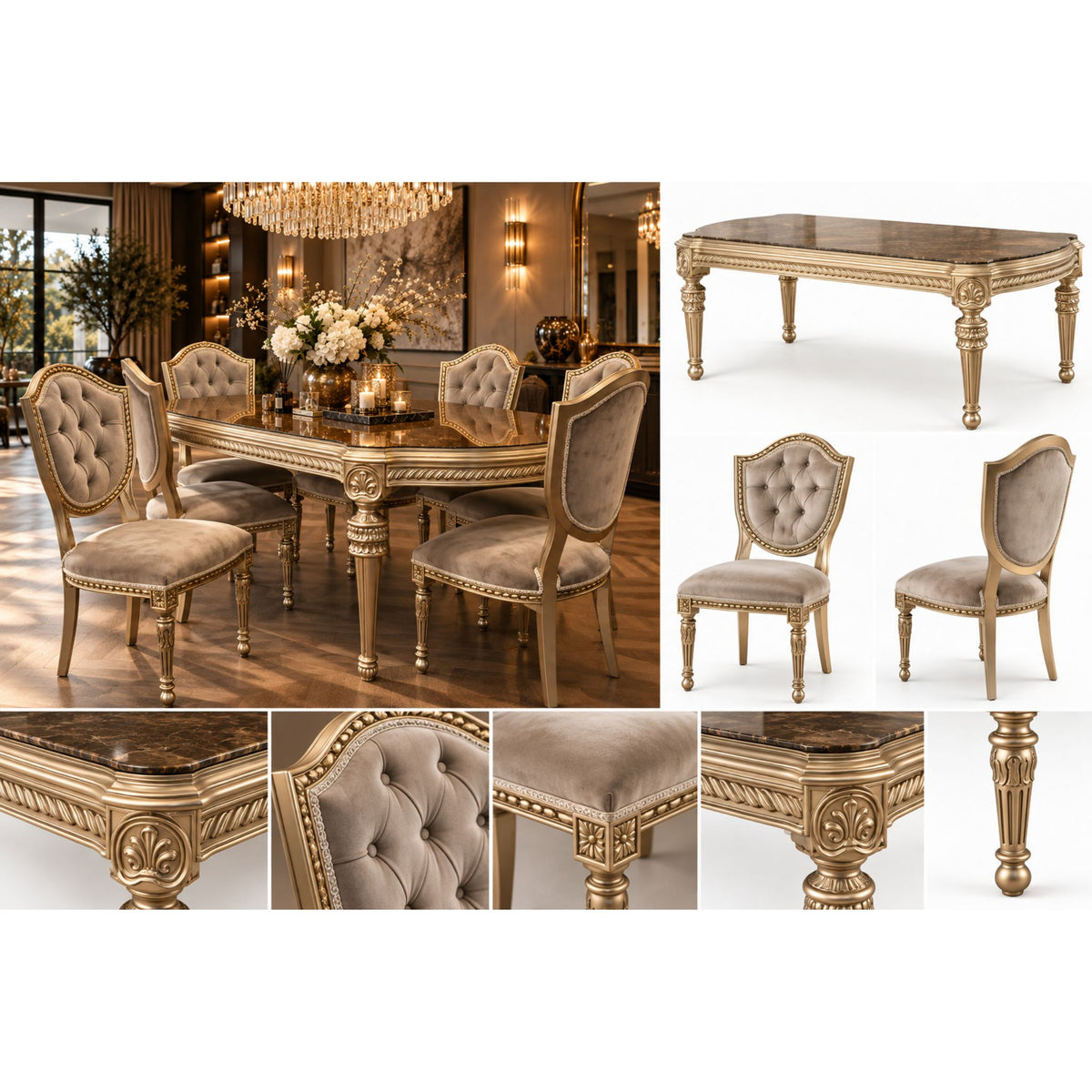 Valmont Royale – Luxe Barok Eettafel met Stoelen