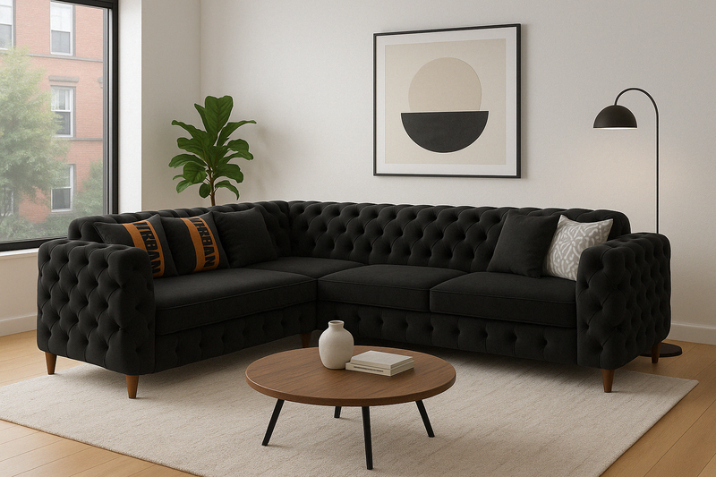 New Chesterfield hoekbank (Zwart)